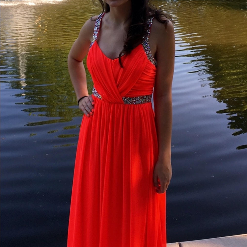 Coral Long Macy’s Prom Dress